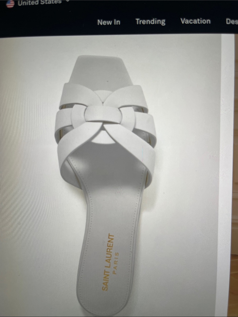 Saint Laurent Tribute Woven Slides - White Leather - Size 39 - Picture 9 of 10